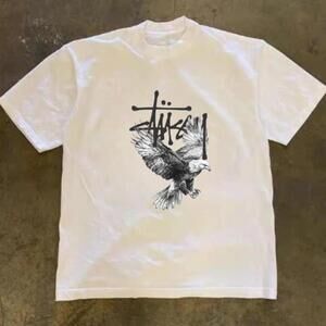 Gildan Men White T-Shirt, Stussy White Eagle Tee .